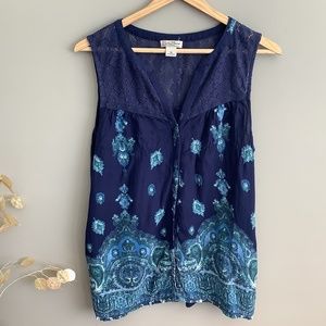 Lucky Brand Sleeveless button Down top